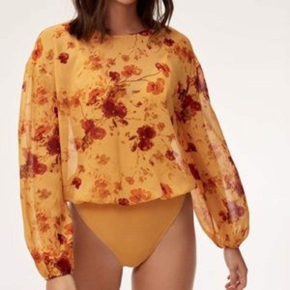 Aritzia Wilfred ‘Talmont’ long sleeve floral layered bodysuit, size L - Picture 3 of 12